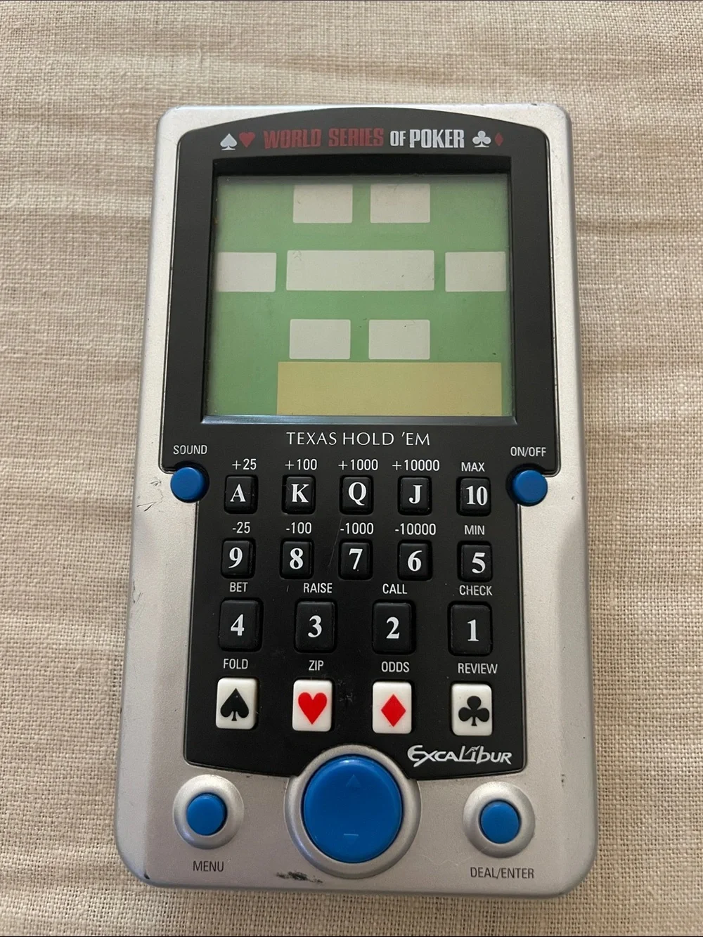 Vintage Excalibur World Series of Poker Texas Hold 'Em Handheld Game -  works!